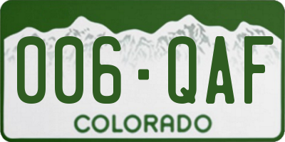 CO license plate 006QAF