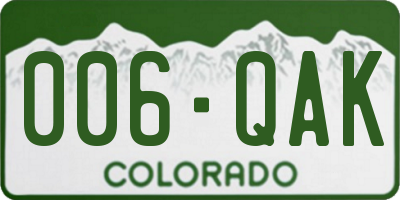 CO license plate 006QAK
