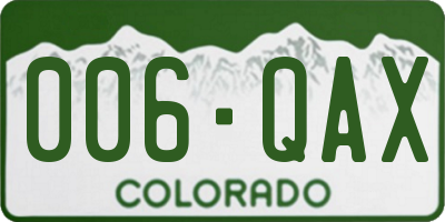 CO license plate 006QAX