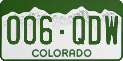 CO license plate 006QDW
