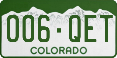 CO license plate 006QET