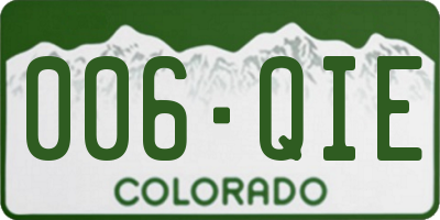 CO license plate 006QIE