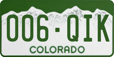 CO license plate 006QIK
