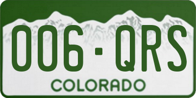 CO license plate 006QRS