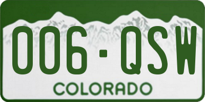 CO license plate 006QSW