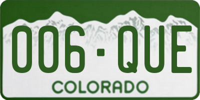 CO license plate 006QUE