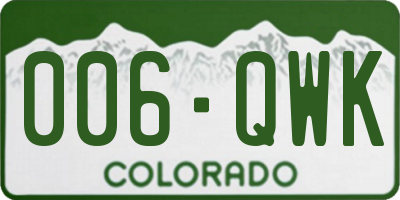 CO license plate 006QWK