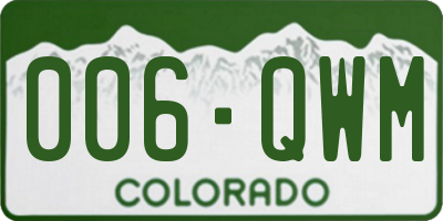CO license plate 006QWM