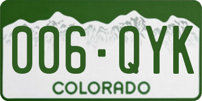 CO license plate 006QYK