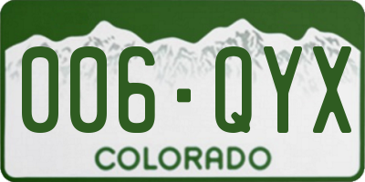 CO license plate 006QYX
