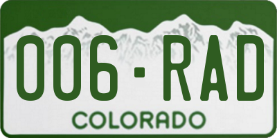CO license plate 006RAD