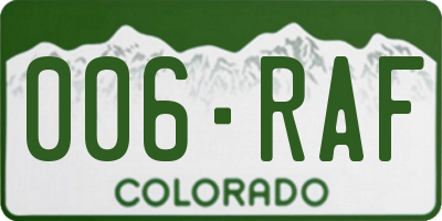 CO license plate 006RAF