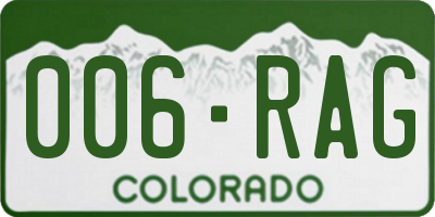 CO license plate 006RAG