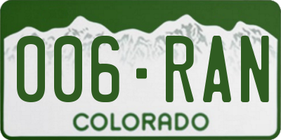 CO license plate 006RAN