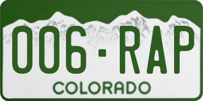 CO license plate 006RAP