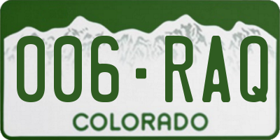 CO license plate 006RAQ