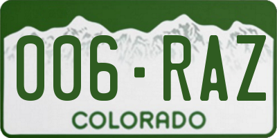 CO license plate 006RAZ