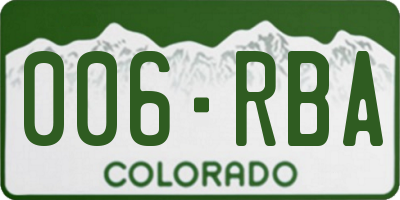 CO license plate 006RBA