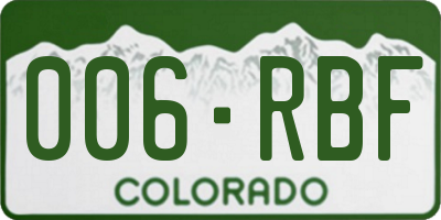 CO license plate 006RBF