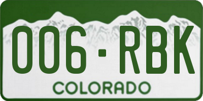 CO license plate 006RBK