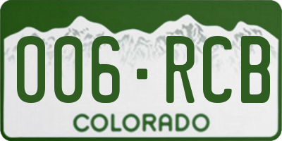 CO license plate 006RCB