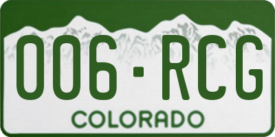 CO license plate 006RCG