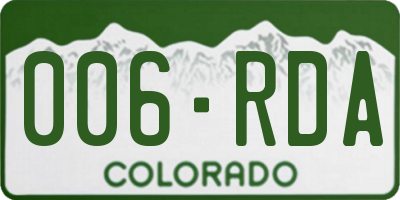 CO license plate 006RDA