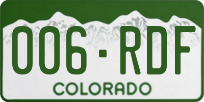 CO license plate 006RDF