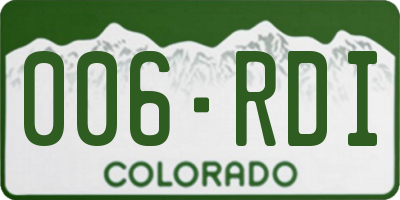 CO license plate 006RDI