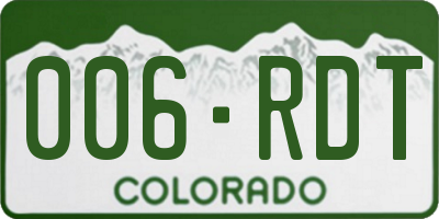 CO license plate 006RDT