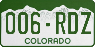 CO license plate 006RDZ