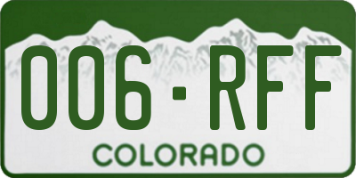 CO license plate 006RFF