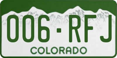 CO license plate 006RFJ