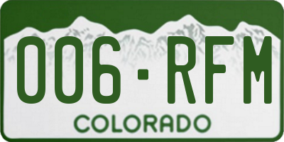 CO license plate 006RFM