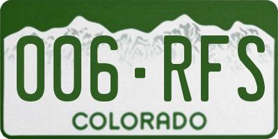CO license plate 006RFS
