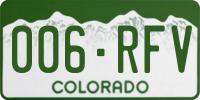 CO license plate 006RFV