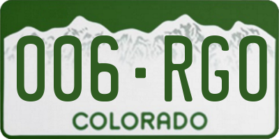 CO license plate 006RGO