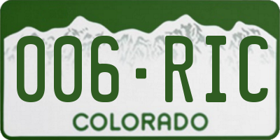 CO license plate 006RIC