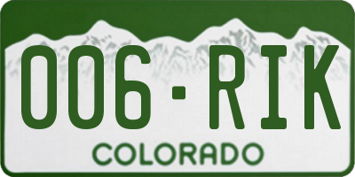 CO license plate 006RIK