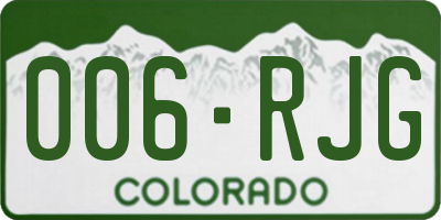 CO license plate 006RJG