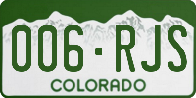 CO license plate 006RJS