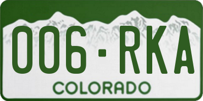 CO license plate 006RKA