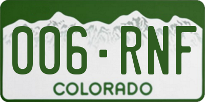 CO license plate 006RNF