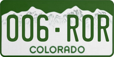CO license plate 006ROR
