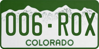CO license plate 006ROX