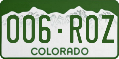 CO license plate 006ROZ