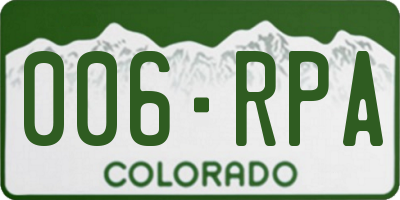 CO license plate 006RPA