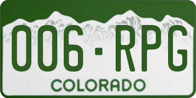 CO license plate 006RPG