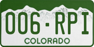 CO license plate 006RPI