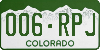 CO license plate 006RPJ
